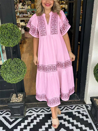 Embroidered Chic Comfy Dress