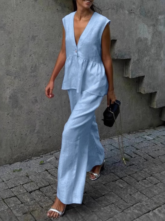Cotton Linen Two Piece Set