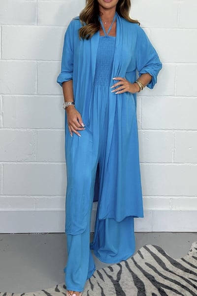 Women's Strappy Backless Wide Leg Pants 2 Piece Set