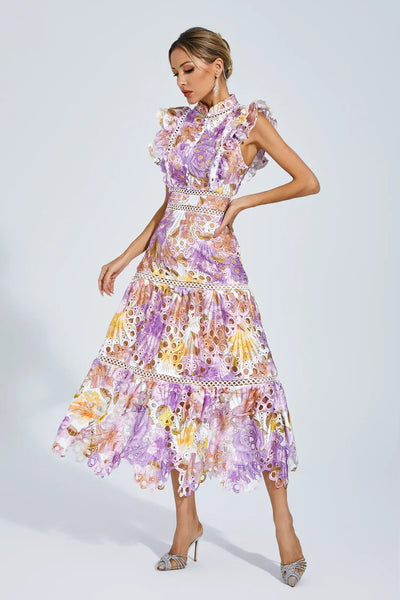 Paula Hollow Sleeveless Midi Dress