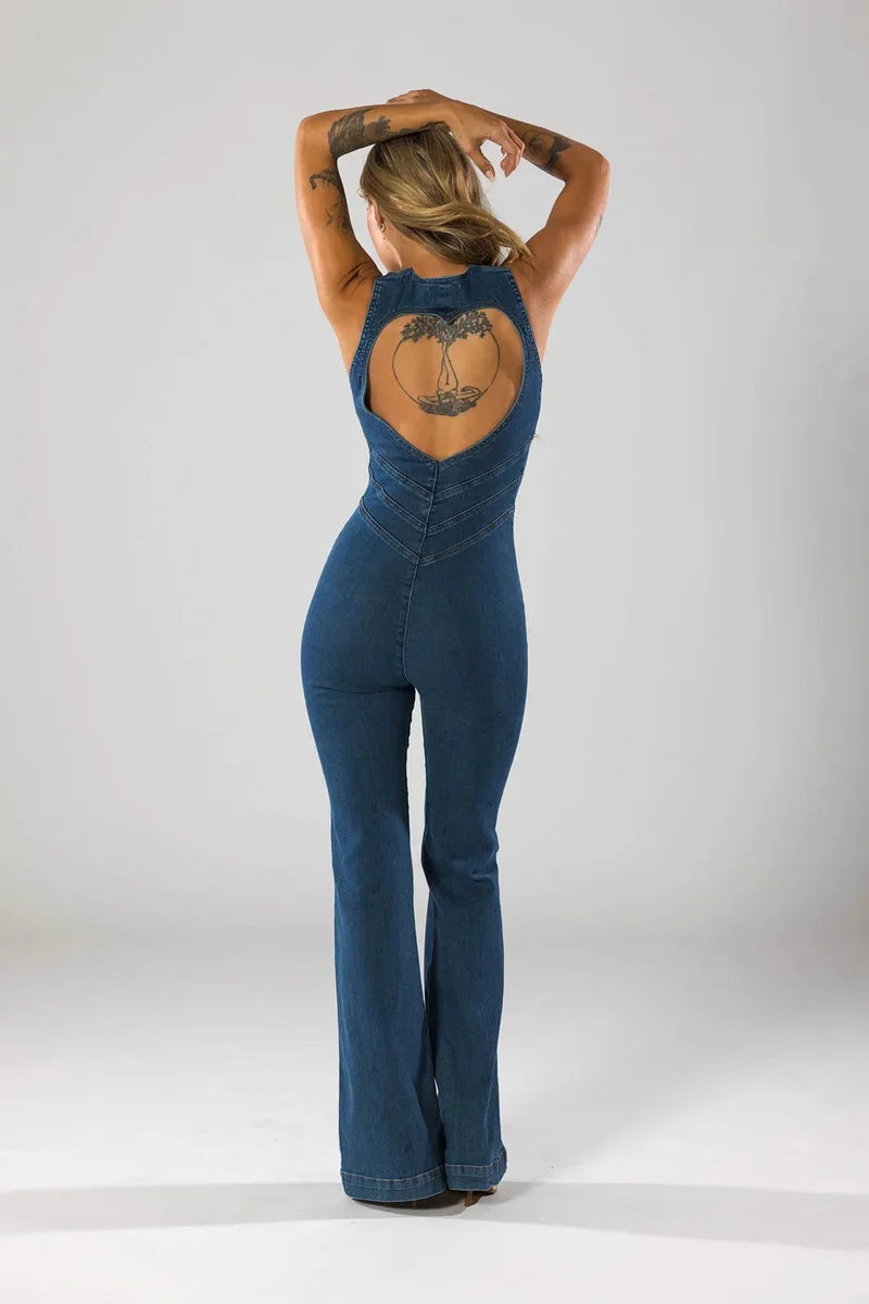 Noa | Heart Denim Jumpsuit