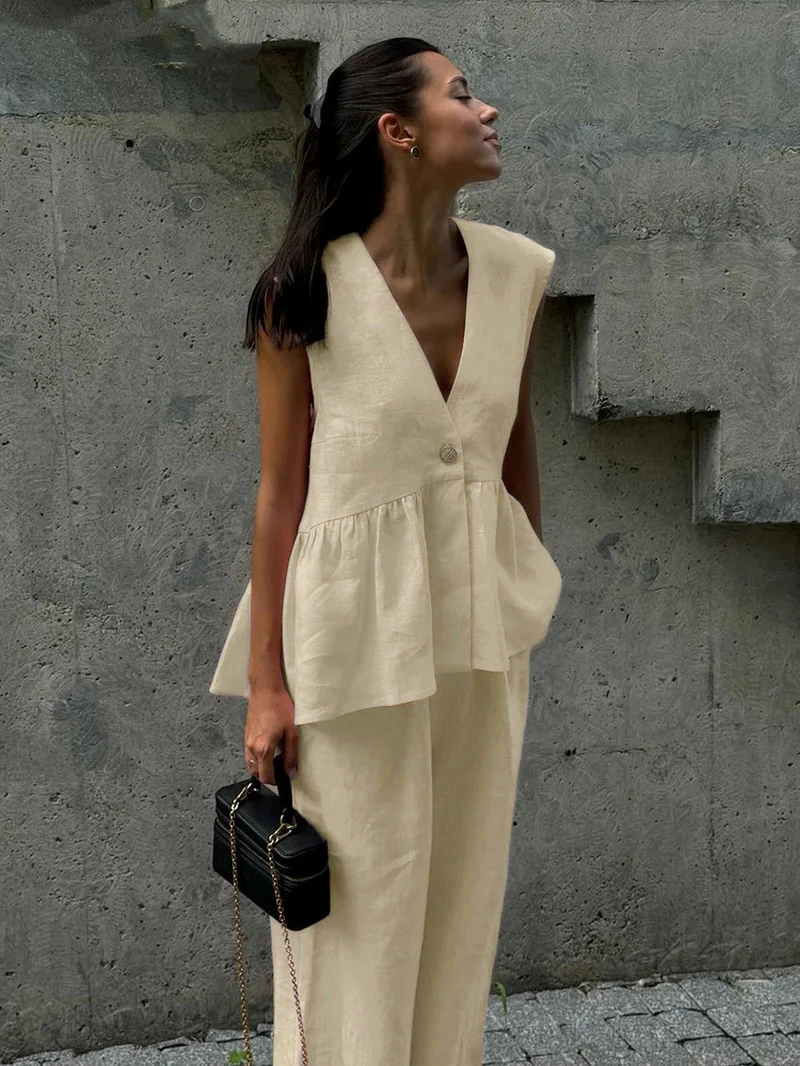 Cotton Linen Two Piece Set