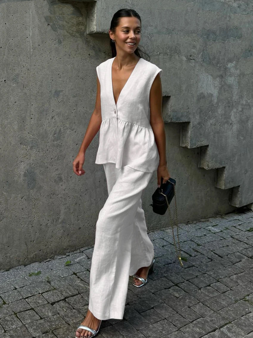 Cotton Linen Two Piece Set