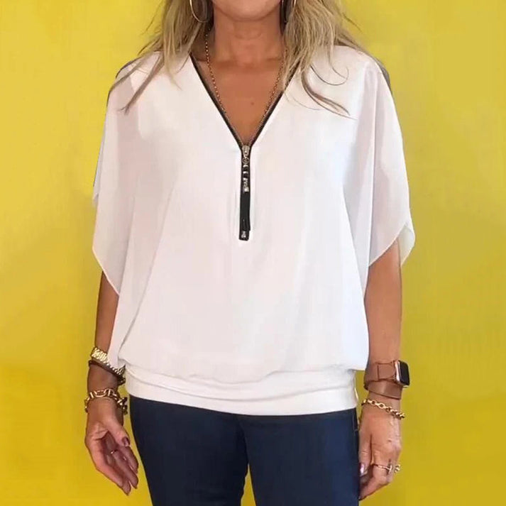 FREDERIKA - CHIFFON TOP WITH ZIPPER