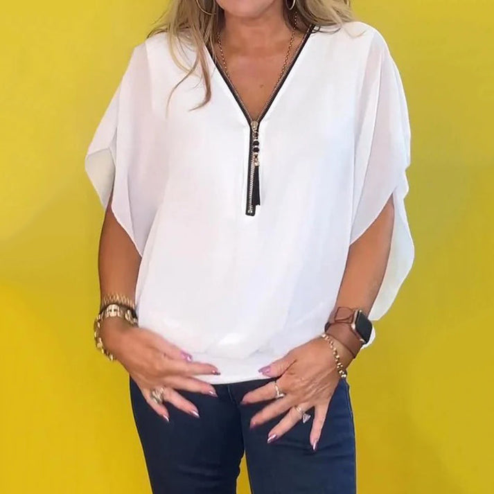 FREDERIKA - CHIFFON TOP WITH ZIPPER