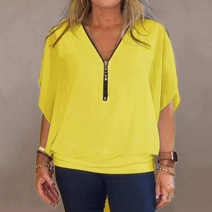 FREDERIKA - CHIFFON TOP WITH ZIPPER