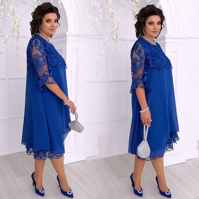 Transparent wind layered lace dress