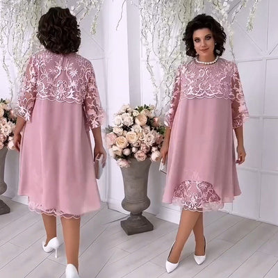 Transparent wind layered lace dress