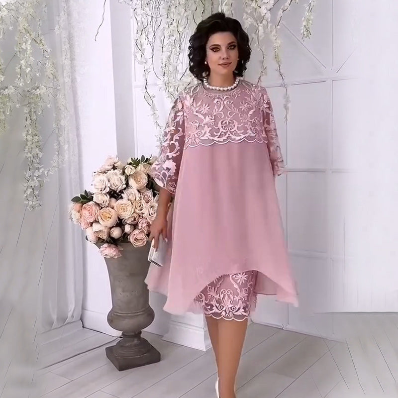 Transparent wind layered lace dress
