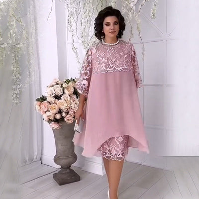 Transparent wind layered lace dress