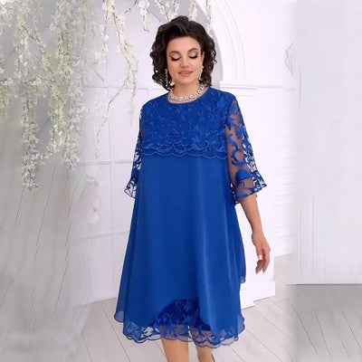 Transparent wind layered lace dress