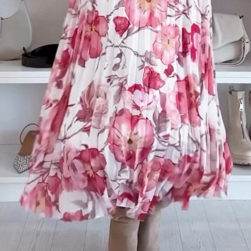 Floral Pattern Set: Off-shoulder Blouse & Maxi Skirt