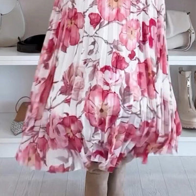 Floral Pattern Set: Off-shoulder Blouse & Maxi Skirt